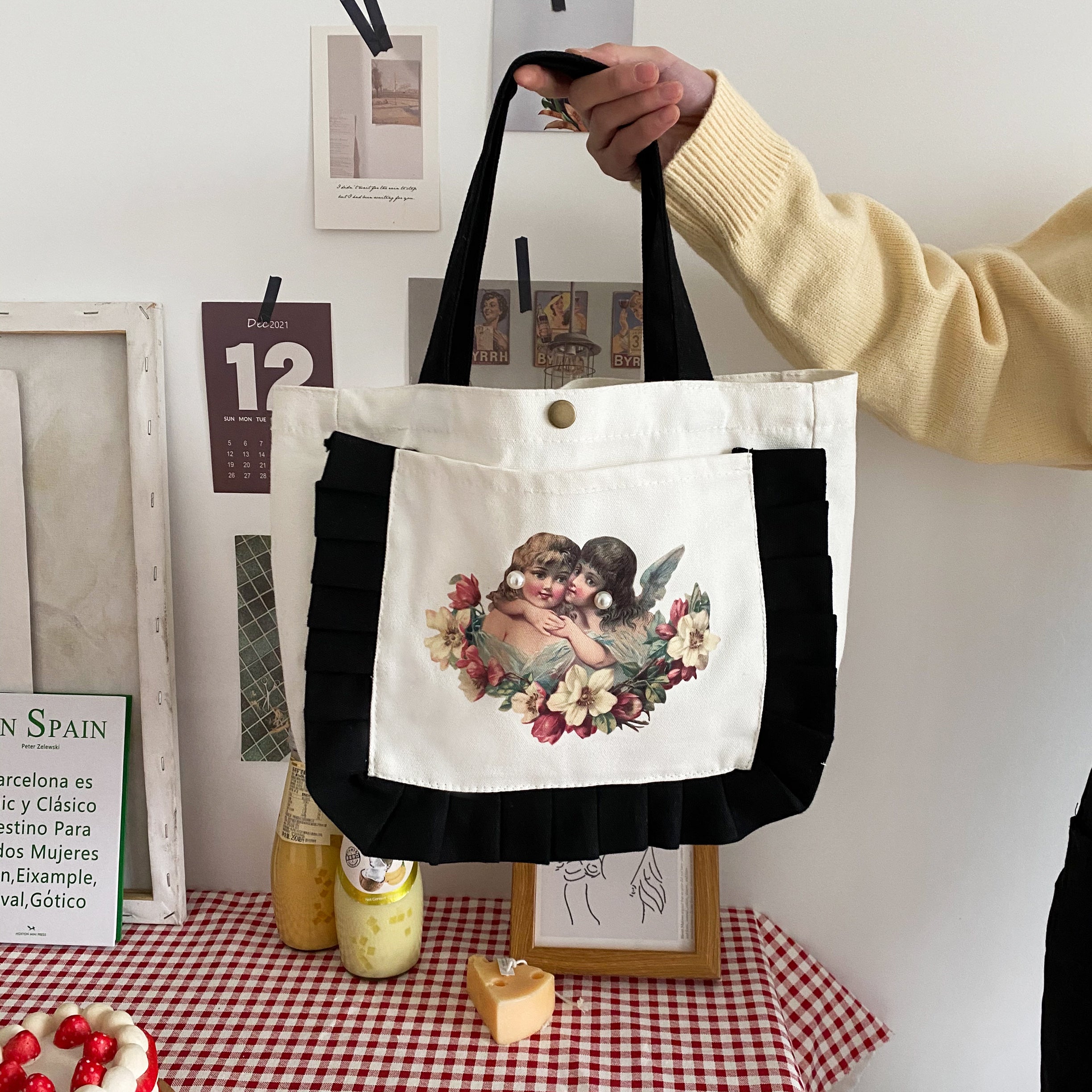 Simple literary cute lunch bag SS2539
