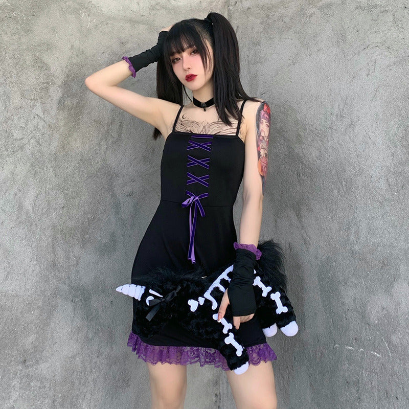 Dark lace sling dress SS2281