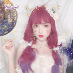 Long curly hair lolita pink purple gradient wig WS2151