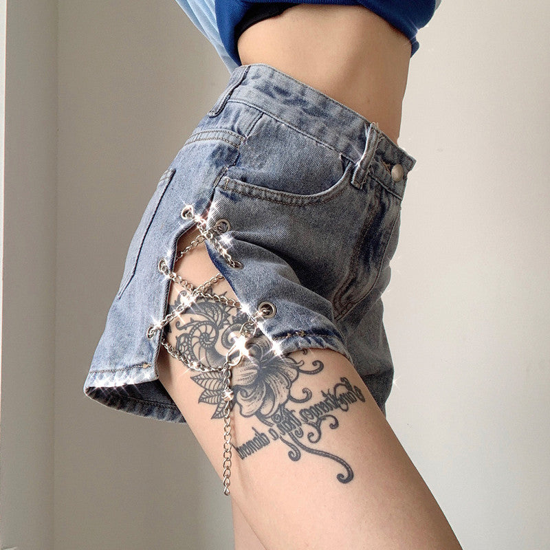 Hiphop split high waist shorts SS2606