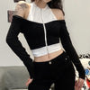 Stitching contrast long-sleeved T-shirt SS2284