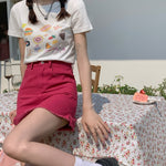 Strawberry Burger T-shirt and Rose Red Skirt SS2446