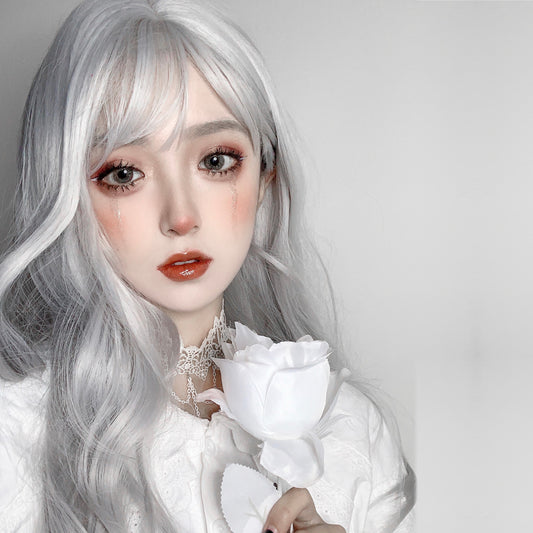 Silver big wave long curly wig WS2182