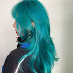 Fashion wavy curly blue green wig WS1140