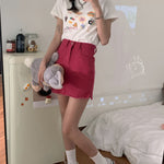 Strawberry Burger T-shirt and Rose Red Skirt SS2446