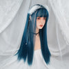Fashion blue green long straight wig WS2222