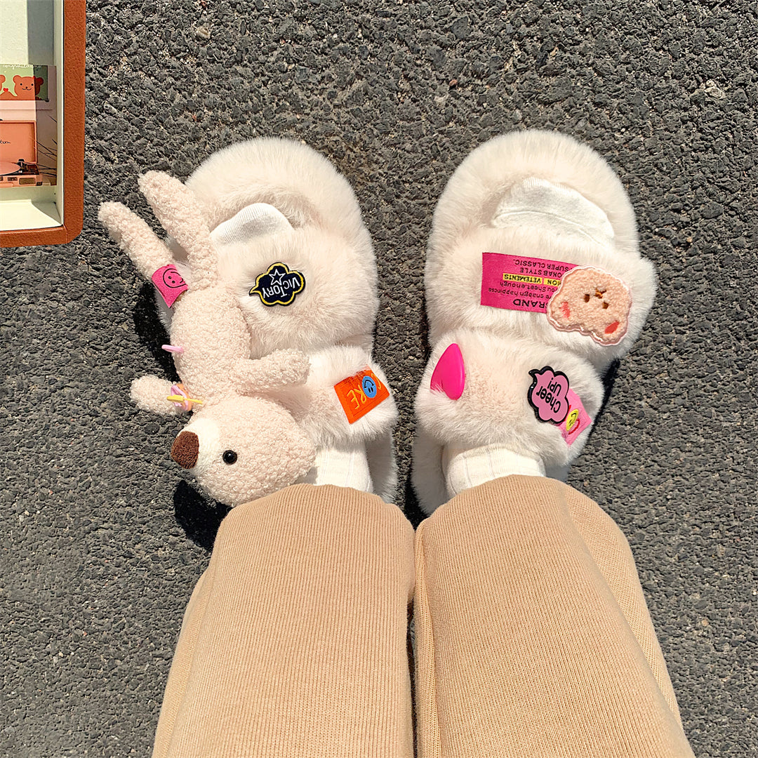 Cute bear plush slippers SS2722