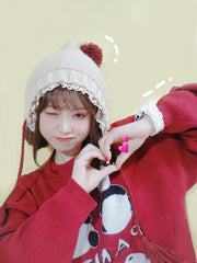Hairball lace woolen hat  WS3044