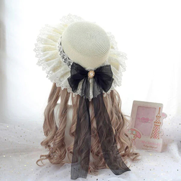 Lolita lace bow straw hat  SS3088