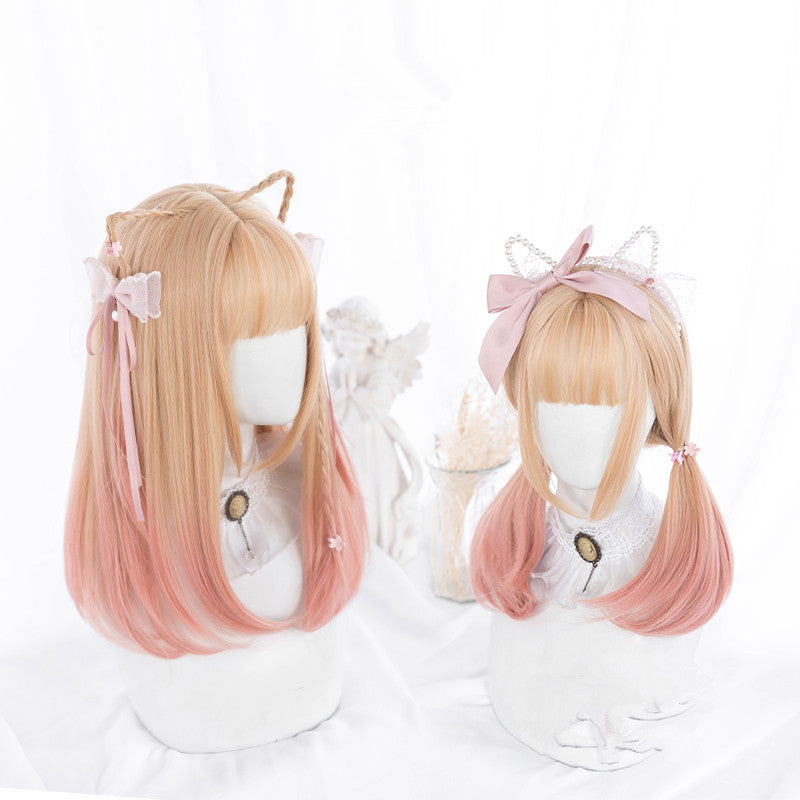 Lolita gold pink gradient wig WS2202