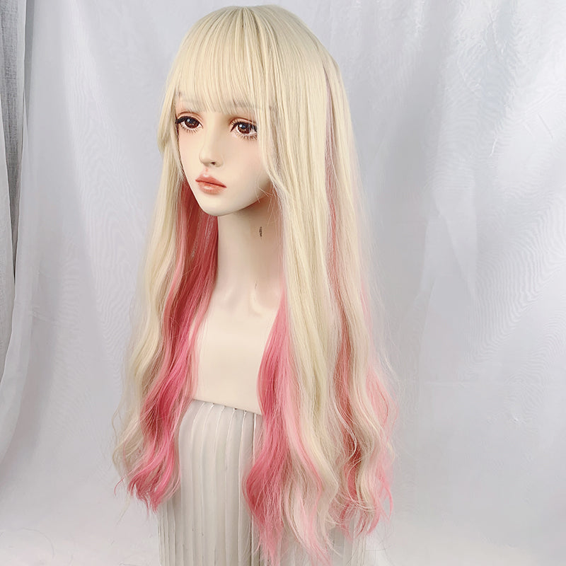 Vitality girl gradient peach pink wig WS2341