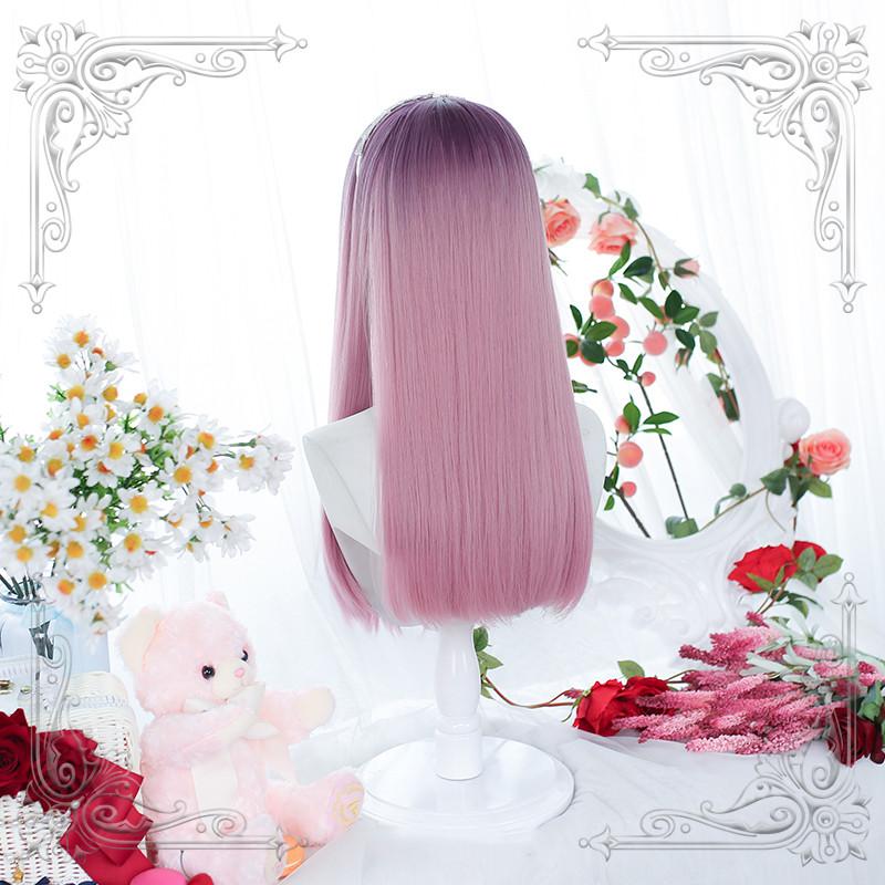 Lolita Black Pink Straight Wig WS1077