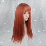 Dirty orange bangs long straight wig WS2277