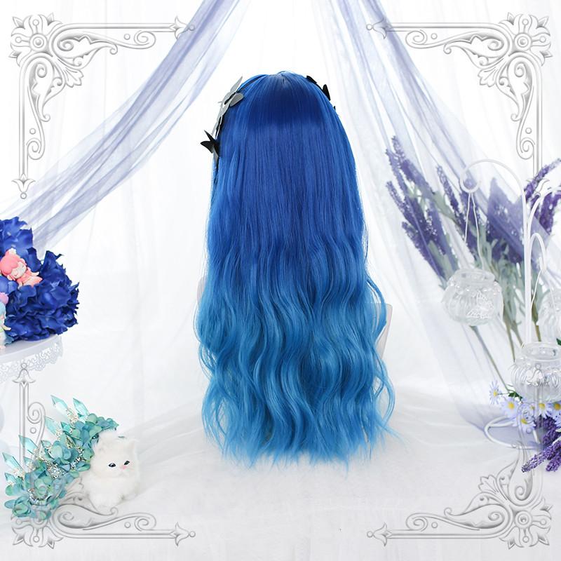 Lolita Dark Blue Long Curly Wig  WS1012