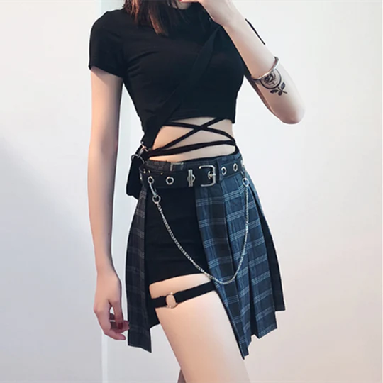 Irregular Plaid Skirt Shorts SS2929