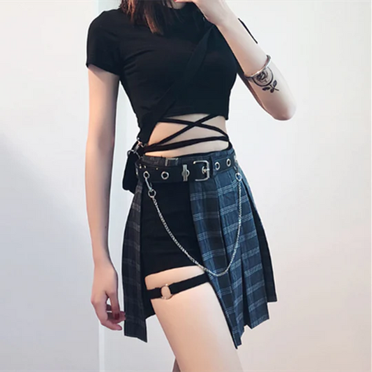 Irregular Plaid Skirt Shorts SS2929