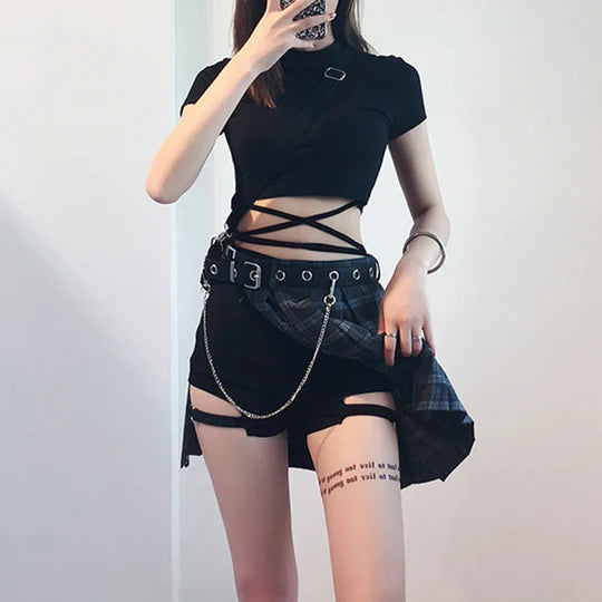 Irregular Plaid Skirt Shorts SS2929