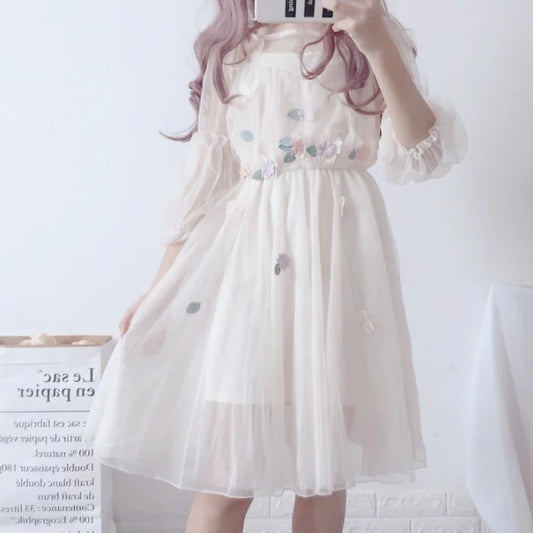 Lolita Lantern Sleeve Gauze Dress SS3053
