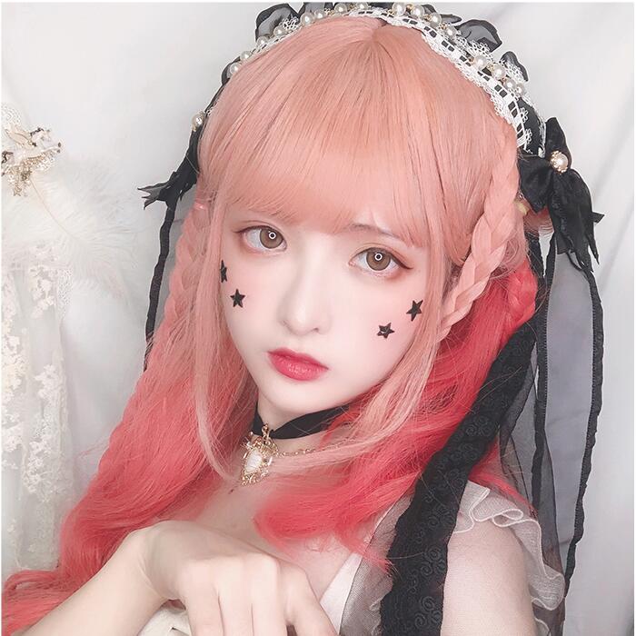 lolita red gradient girl wig WS2164