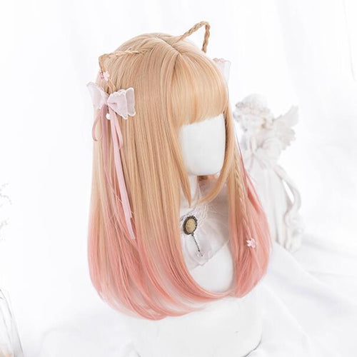Lolita gold pink gradient wig WS2202
