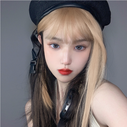 Jennie golden bangs dyed hair wig WS2285