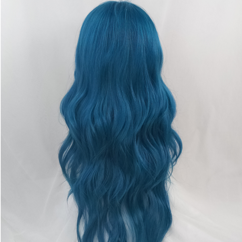 Cool girl blue long curly wig WS2295