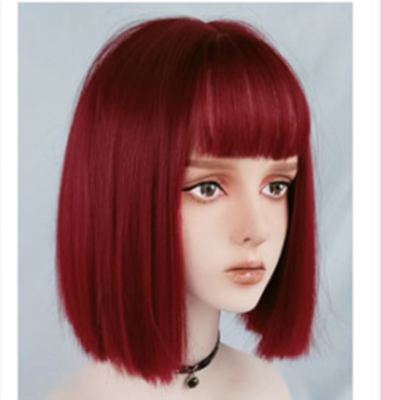 Lolita cute burgundy short wig WS2237