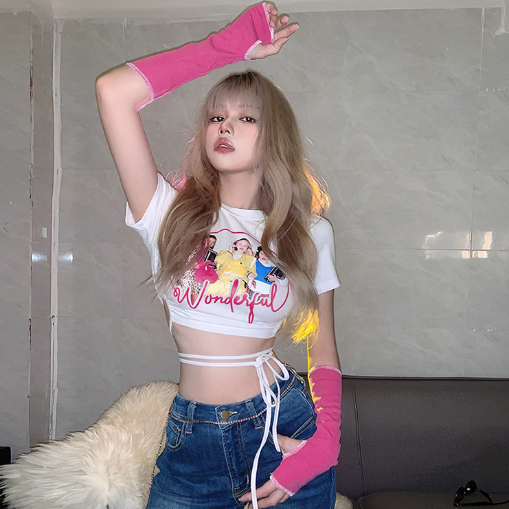 Strap Print T-Shirt + Sleeve SS2806