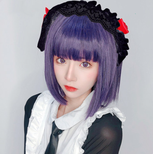 cosplay purple short wig SS2857