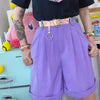 Purple shorts with love belt SS2045