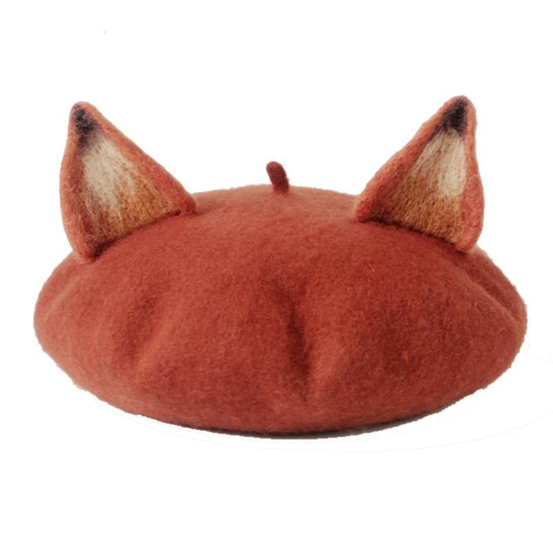 Cute fox ear painter cap Japanese beret WS3013