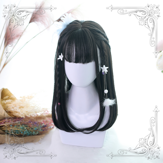 Lolita Gray Brown Black Straight Long Wig  WS1045