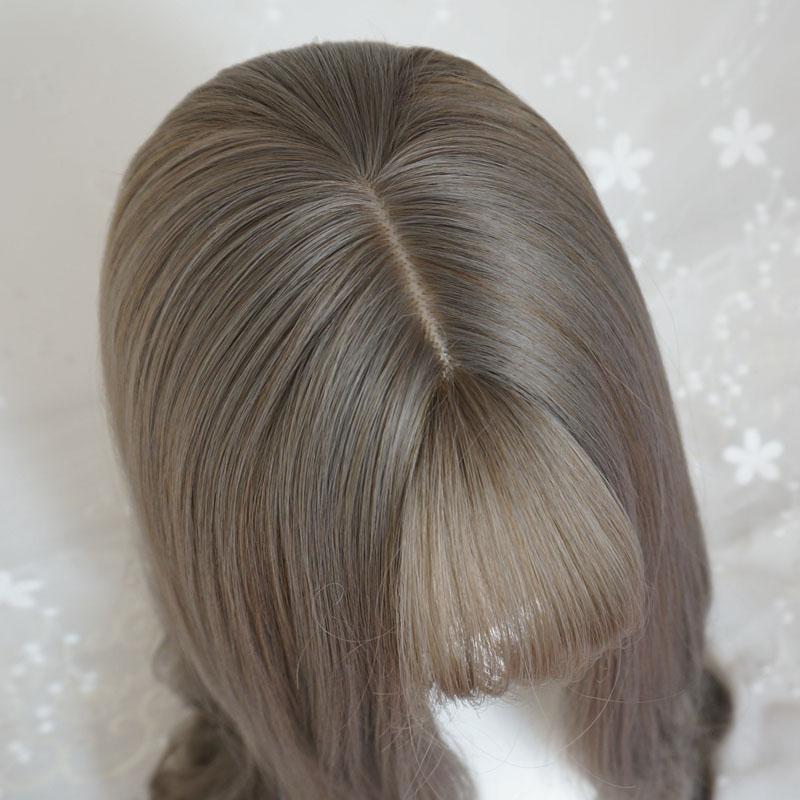 Temperament Aoki Linen Gray Long Curly Wig  WS1155
