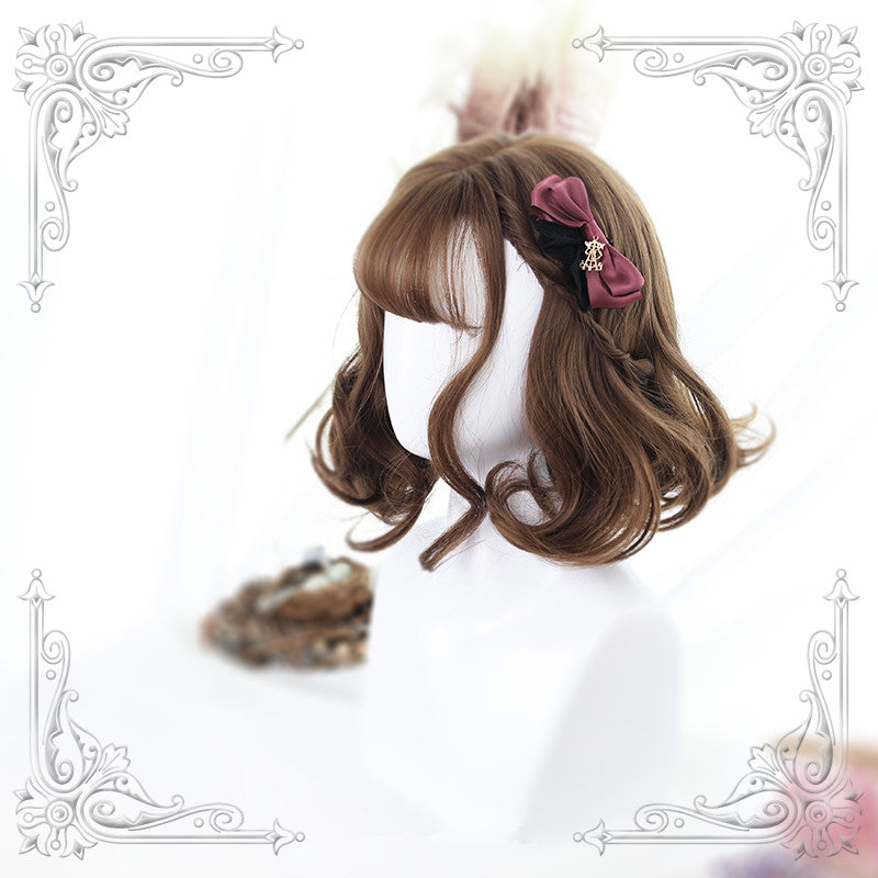 Lolita Brown Dark Brownlight Pink Short Curly Wig WS1017