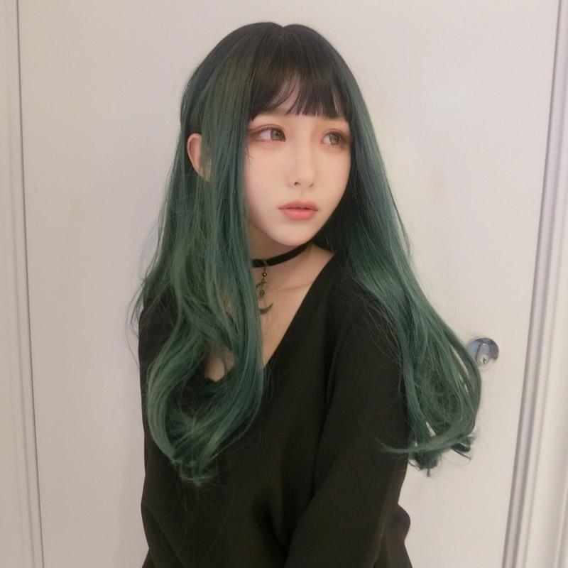 Lolita black and green mixed color wig WS1215
