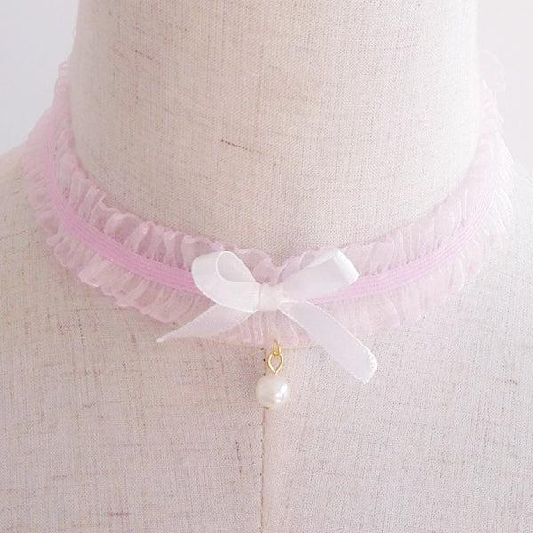 Lace Bowknot Pearl Clavicle Chain  SS1269