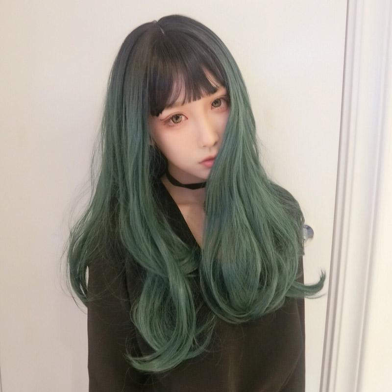 Lolita black and green mixed color wig WS1215