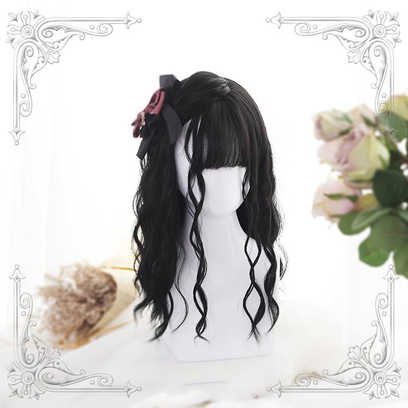 Lolita Black Long Curly Wig  WS1033