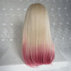 Gold pink gradient long curly hair wig WS1128
