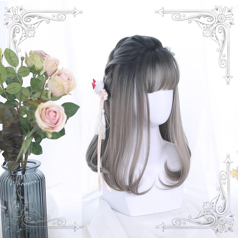 Lolita Gray Brown Curly Wig WS1057