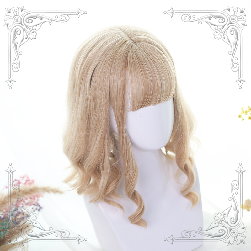 Lolita Golden  Short Curly Wig  WS1050