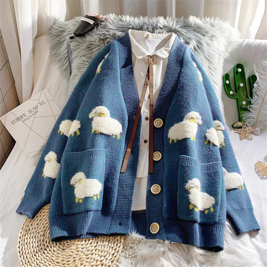 Jfashion Lamb Embroidery Cardigan Sweater  SS2985