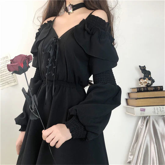 Retro Strapless Long Sleeved Dress SS2924