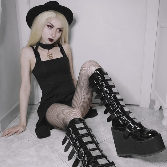 Halter strap black dress  SS1258